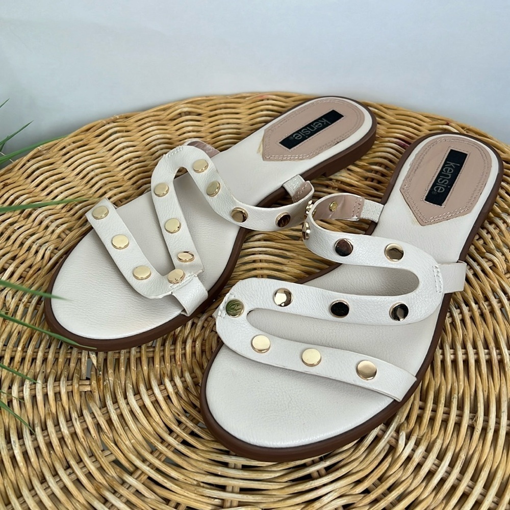 Kensie Sandal Gold Cream Slide Malania 7.5 - Picture 4 of 13